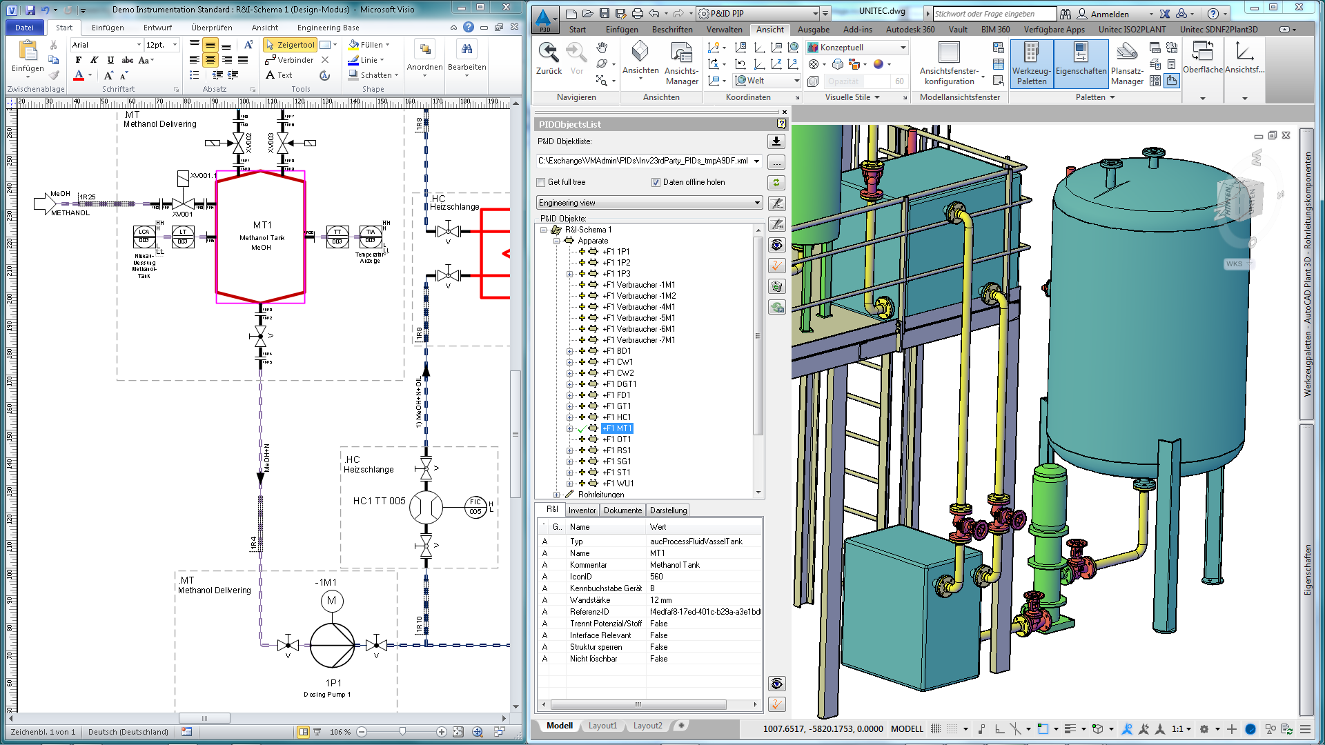 Modelos 3D pueden consultarse o colocarse directamente en AutoCAD® Plant 3D